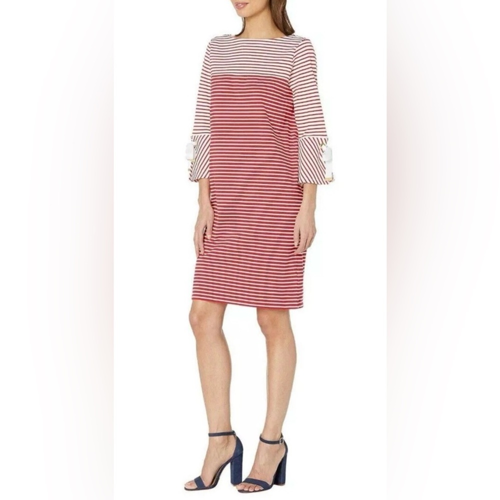 Lauren Ralph Lauren Cotton Bell Sleeve Striped Dress